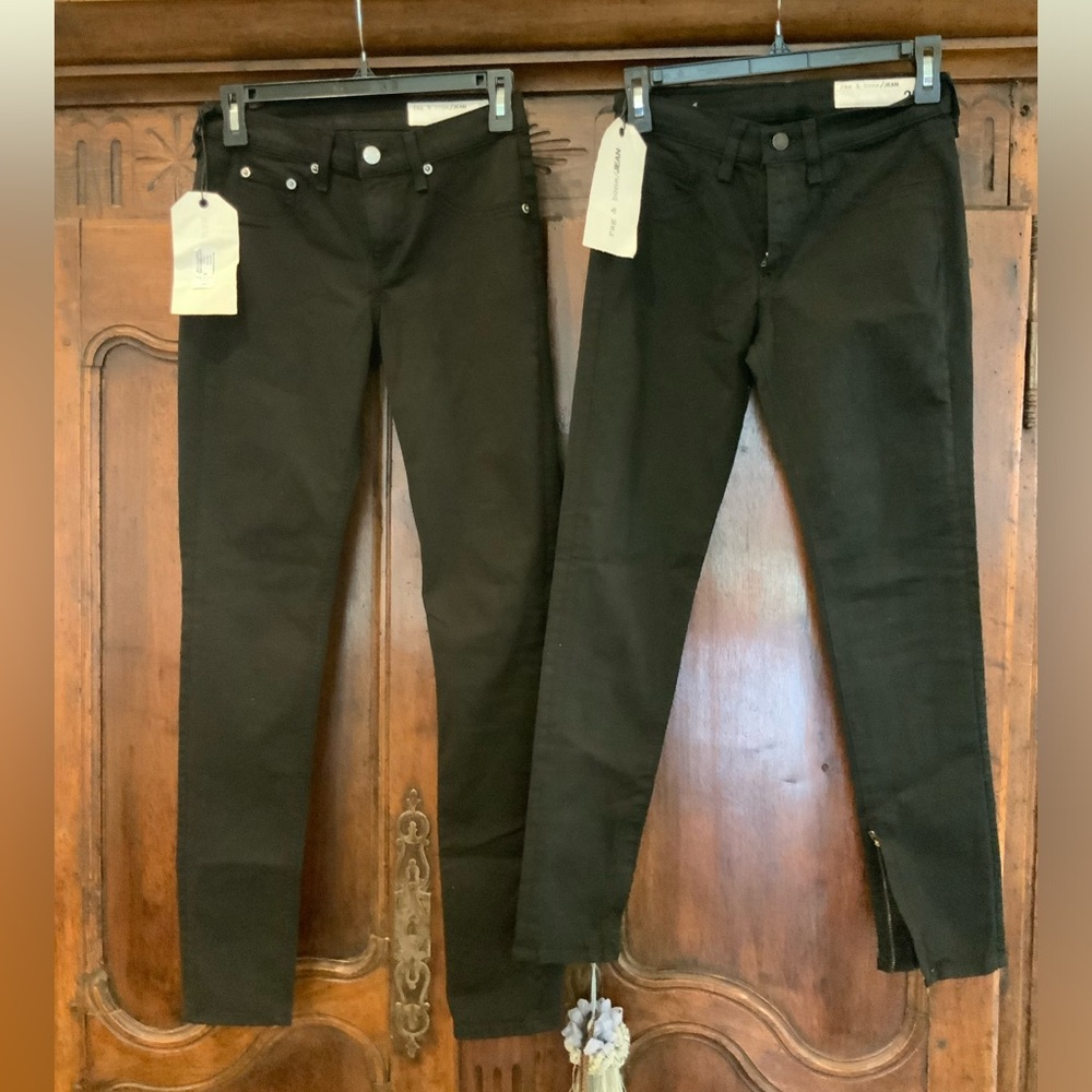 Two pairs Rag & Bone black pants sizes 25 and 26